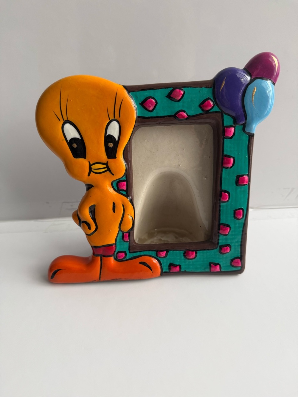 Looney Tunes’ Tweety Ceramic Photo Frame Vintage 7”. Holds 3x5 Picture